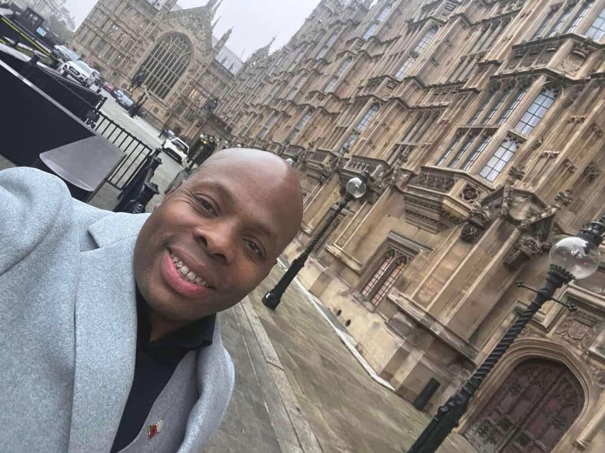 Steven Gordon outside the Houses of Parliament